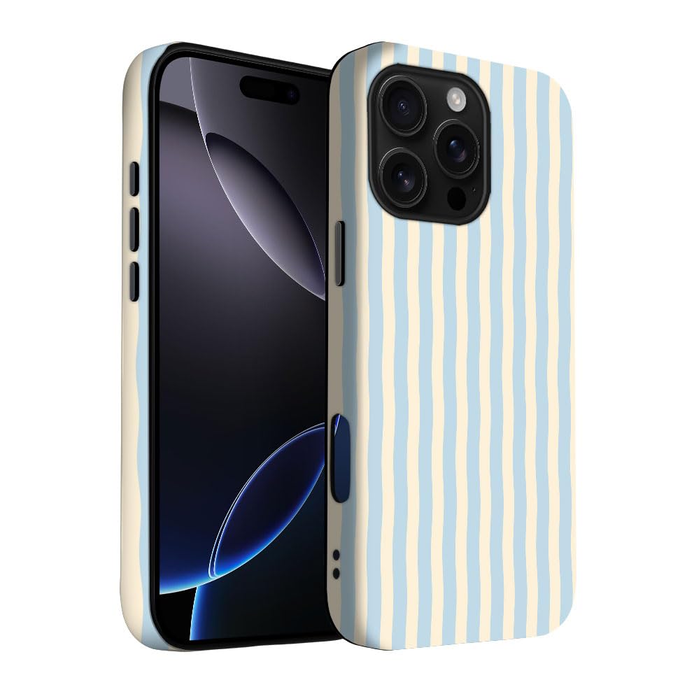 Yuzbira for iPhone 16 Pro Max Case | Blue Stripes | Slim Drop Protection Design