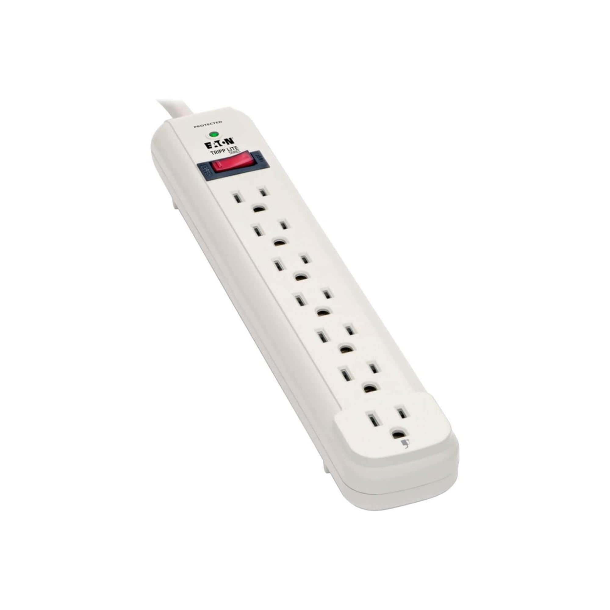 Tripp Lite Protect It! Surge Protector, 7 Ac Outlets, 25 Ft Cord, 1,080 J, Light Gray