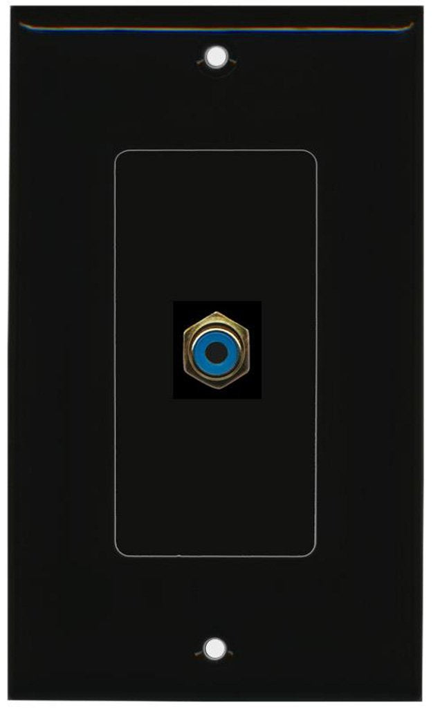 Riteav   1 Rca Blue For Subwoofer Audio Port Wall Plate Decorative   Black
