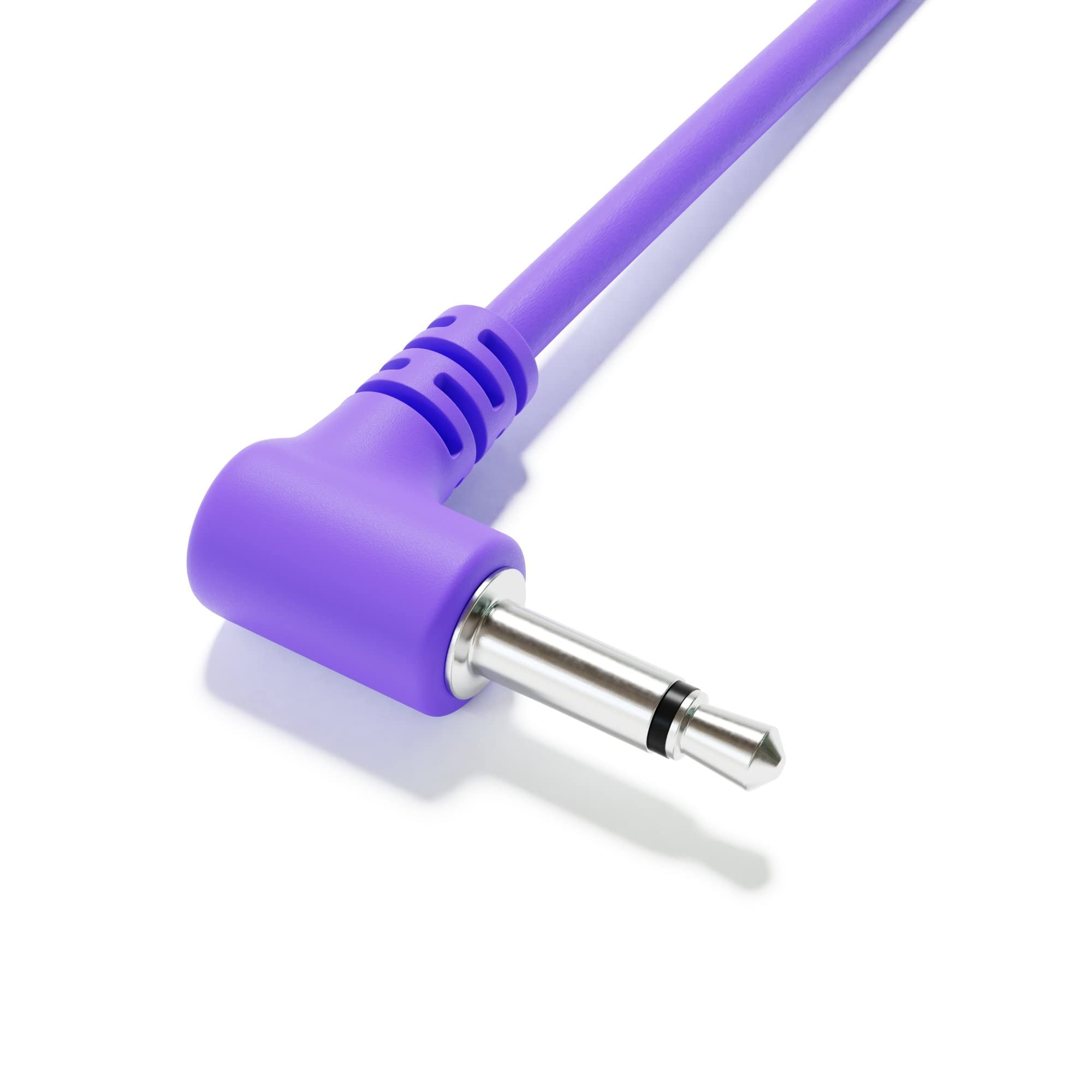 Excelvalley - 5-Pack - Right Angle Mono Modular Patch Cables - 3.5Mm 1/8 Eurorack Synthesizer [Purple | 10 Cm - 3.94]