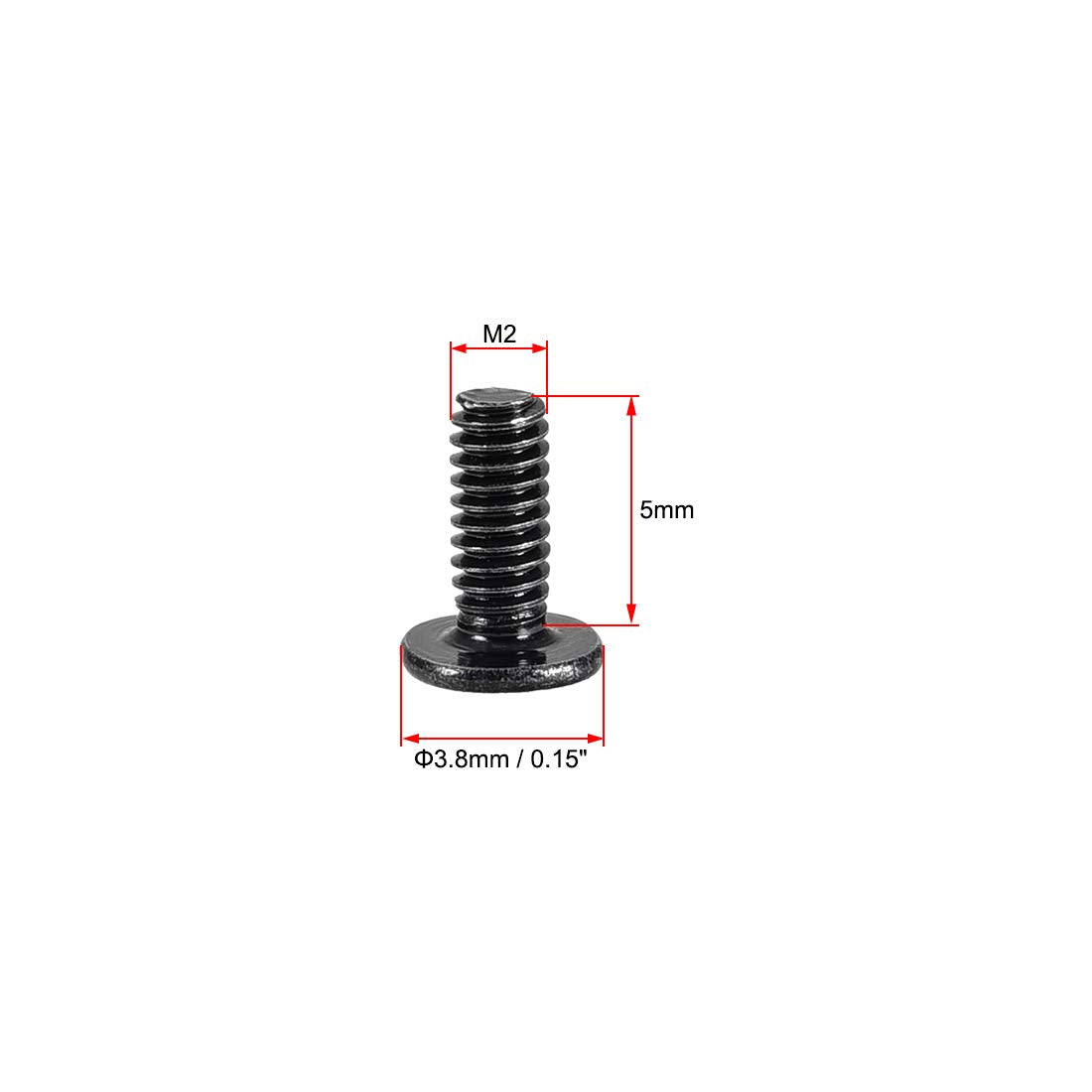 Uxcell M2X5Mm Phillips Screw Fastener Black 3.8Mm Dia Screw Head For Laptop Pc Tv Fan Switch 50Pcs