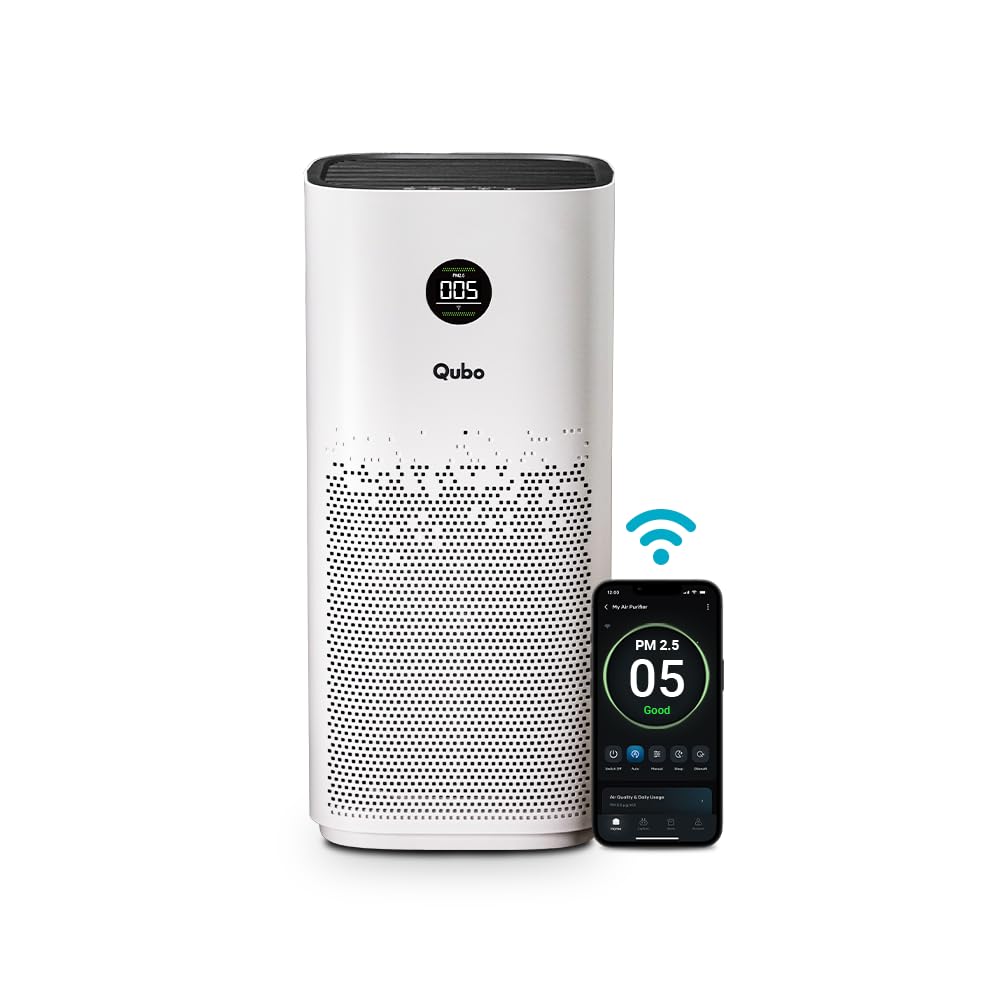Qubo Smart Air Purifier Q1000 For Home By Hero Group | Upto 1000 Sq Ft | 99.99% Allergen Removal | Hepa H13 | 9000 Hrs Filter Li