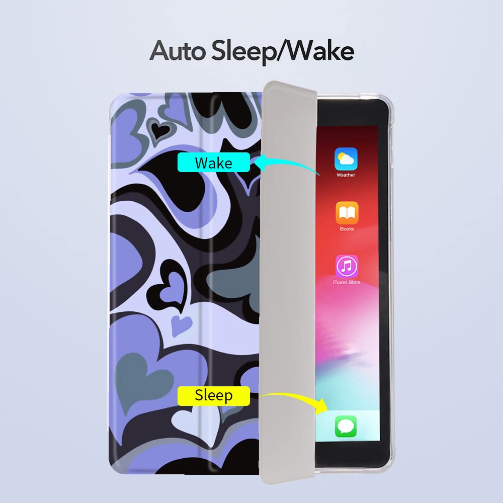 Idocolors Blue Love Heart Pad Case White Case For Ipad 7Th/8Th/9Th Generation (Ipad 10.2 Inch Case 2019/2020/ 2021) Cute Girly A