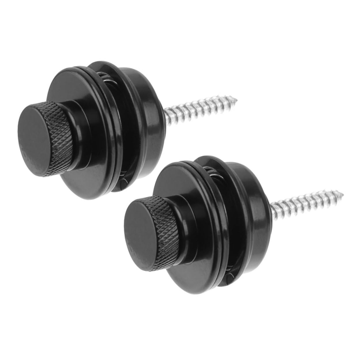 Kisangel 2pcs Metal Guitar Strap Locks Locking Buttons for Electric Bass Guitars Easy Install Secure Retainer System Black