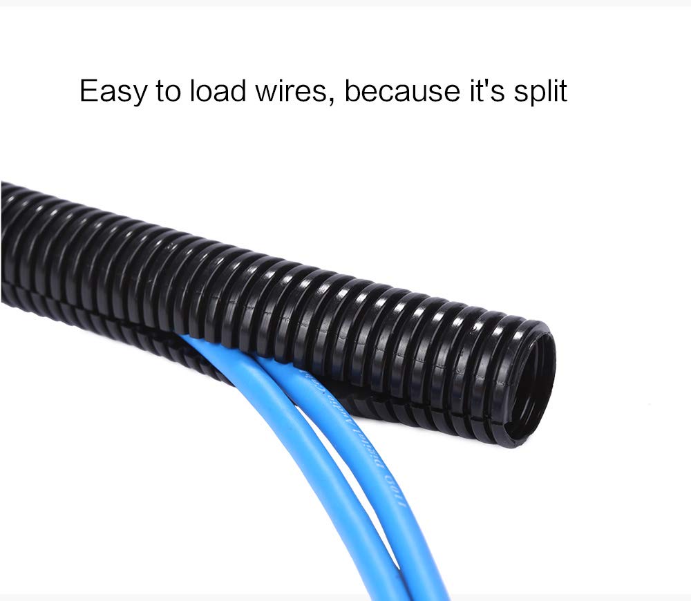 Alex Tech 10Ft   1/2 Inch Split Wire Loom Tubing Wire Conduit   Black