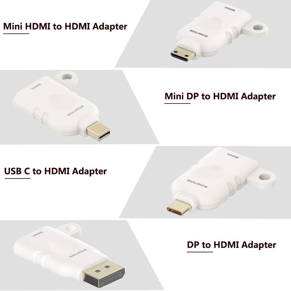 Universal Hdmi Adapter Ring Kit With Security Loop-4K Usb C, Displayport,Mini Dp, Mini Hdmi To Hdmi Office Video Converter. Four