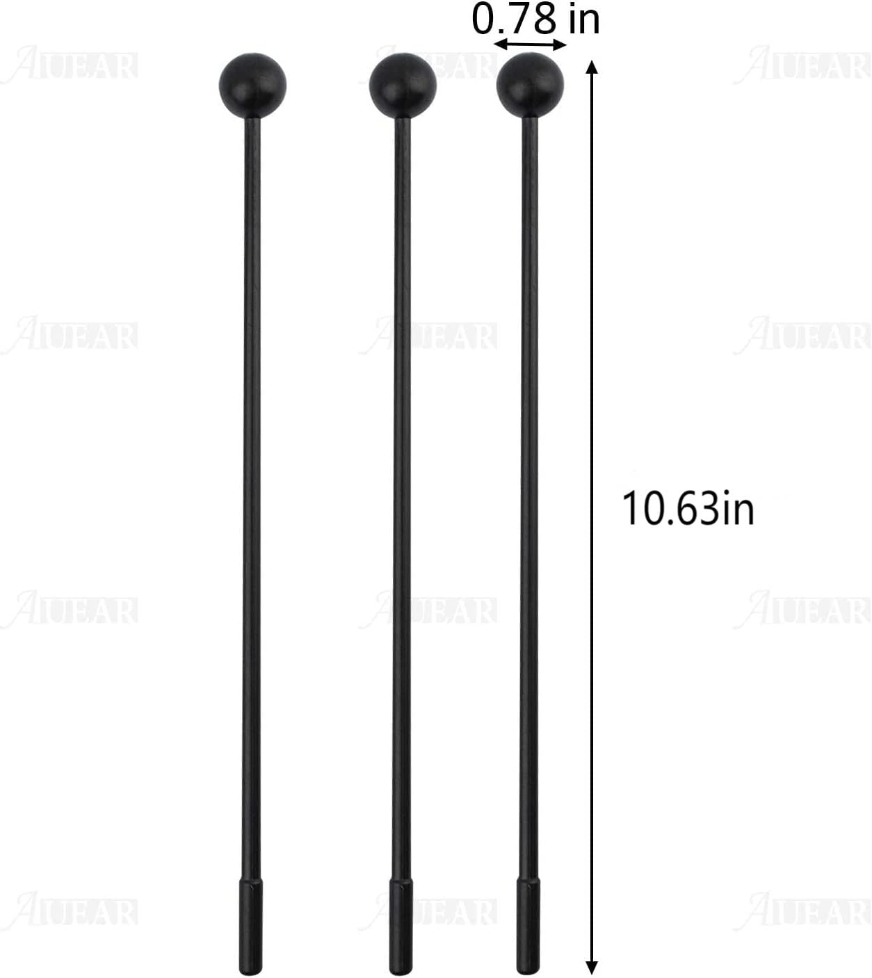 Auear, 10 Pack Solid Plastic Bell Mallets Percussion Sticks Hammer Drum Sticks Mallets For 11 Inch Black