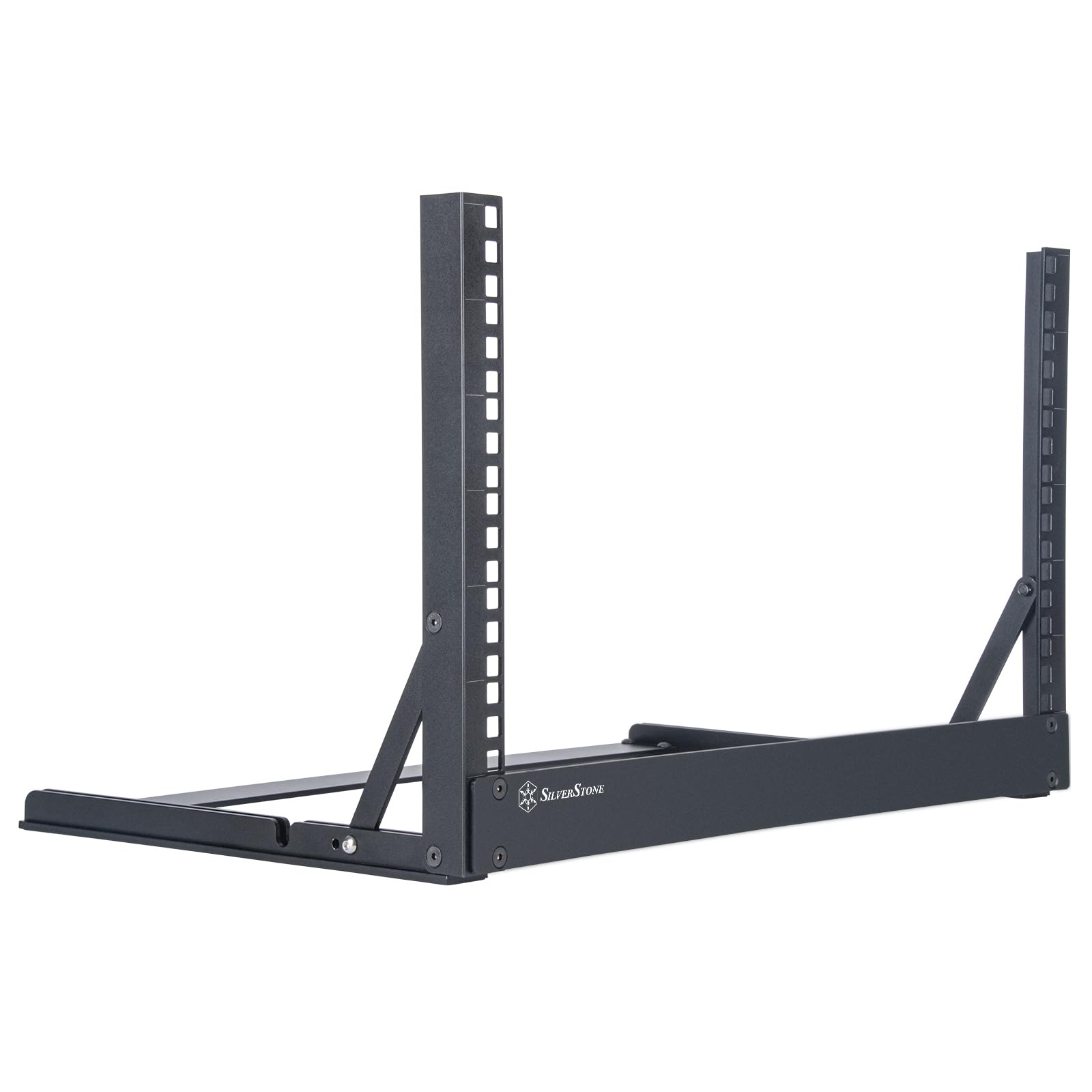 19'' 6U Aluminum Alloy 2 Post Desktop Open Frame Rack, For Audio, Video, Data Storage And Network Equipment, Angle Adustable, Fo