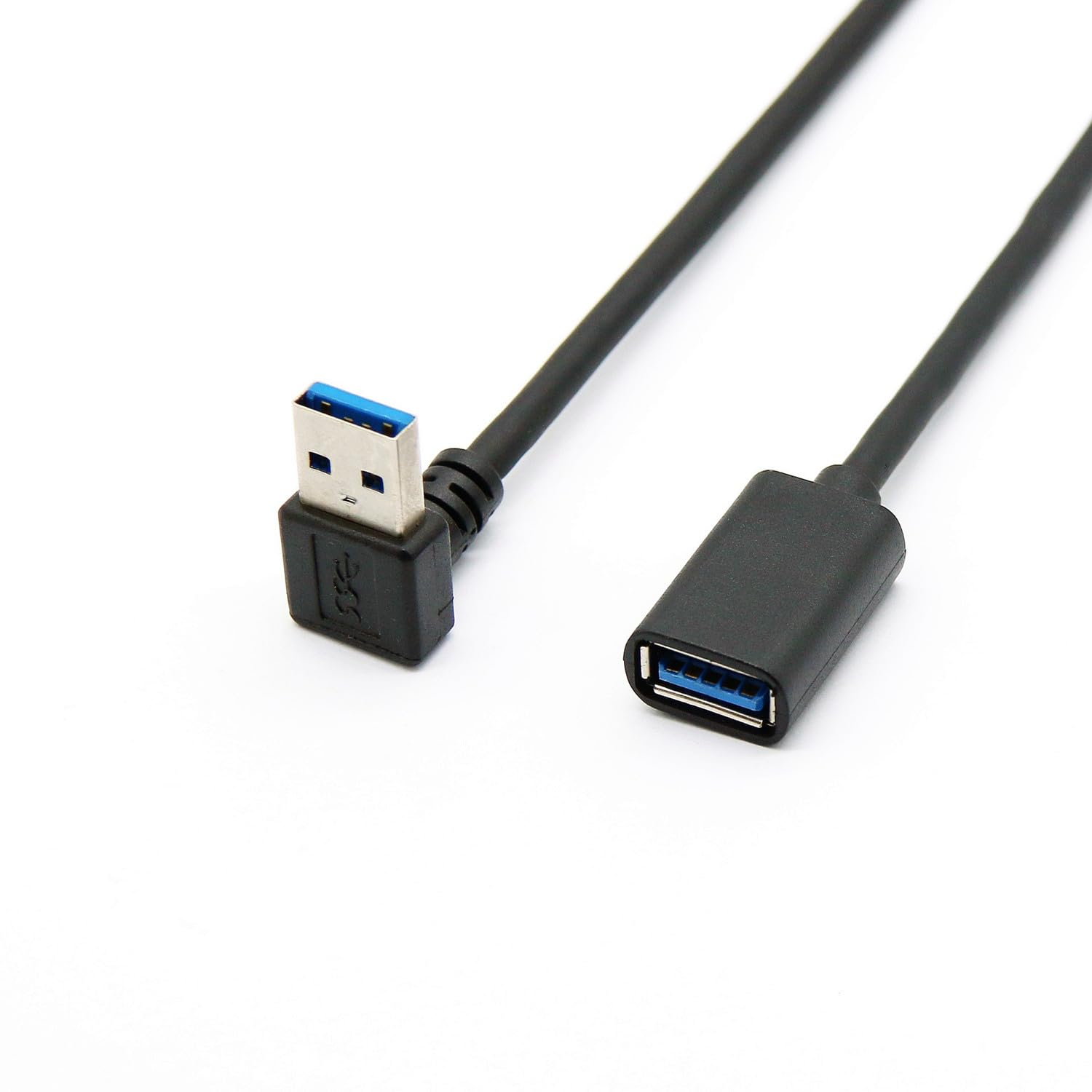 Alinna 90 Degree Usb 3.0 Extension Cable, Black Usb 3.0 Male To Female Extender Cord 30Cm (Up Angle)