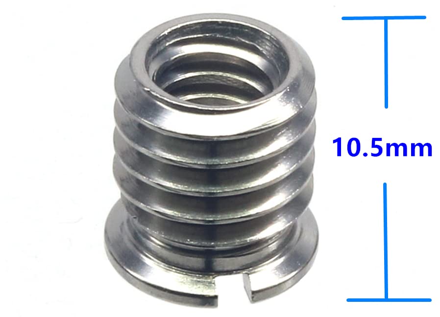 Hithut Stainless Steel 1/4'' 20 Female To 3/8'' 16 Male Convert Screw Adapter 2 Pieces 10.5Mm Height