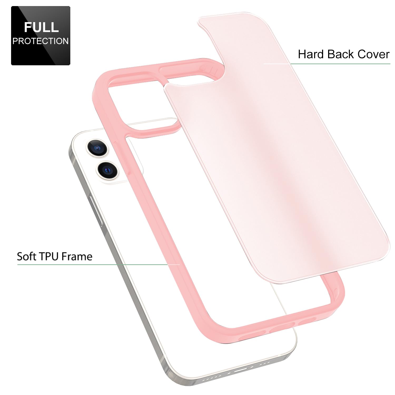 Tenoc Phone Case Compatible With Iphone 12 Mini, Pink Case Translucent Protective Bumper Matte Hard Back Cover For 5.4 Inch