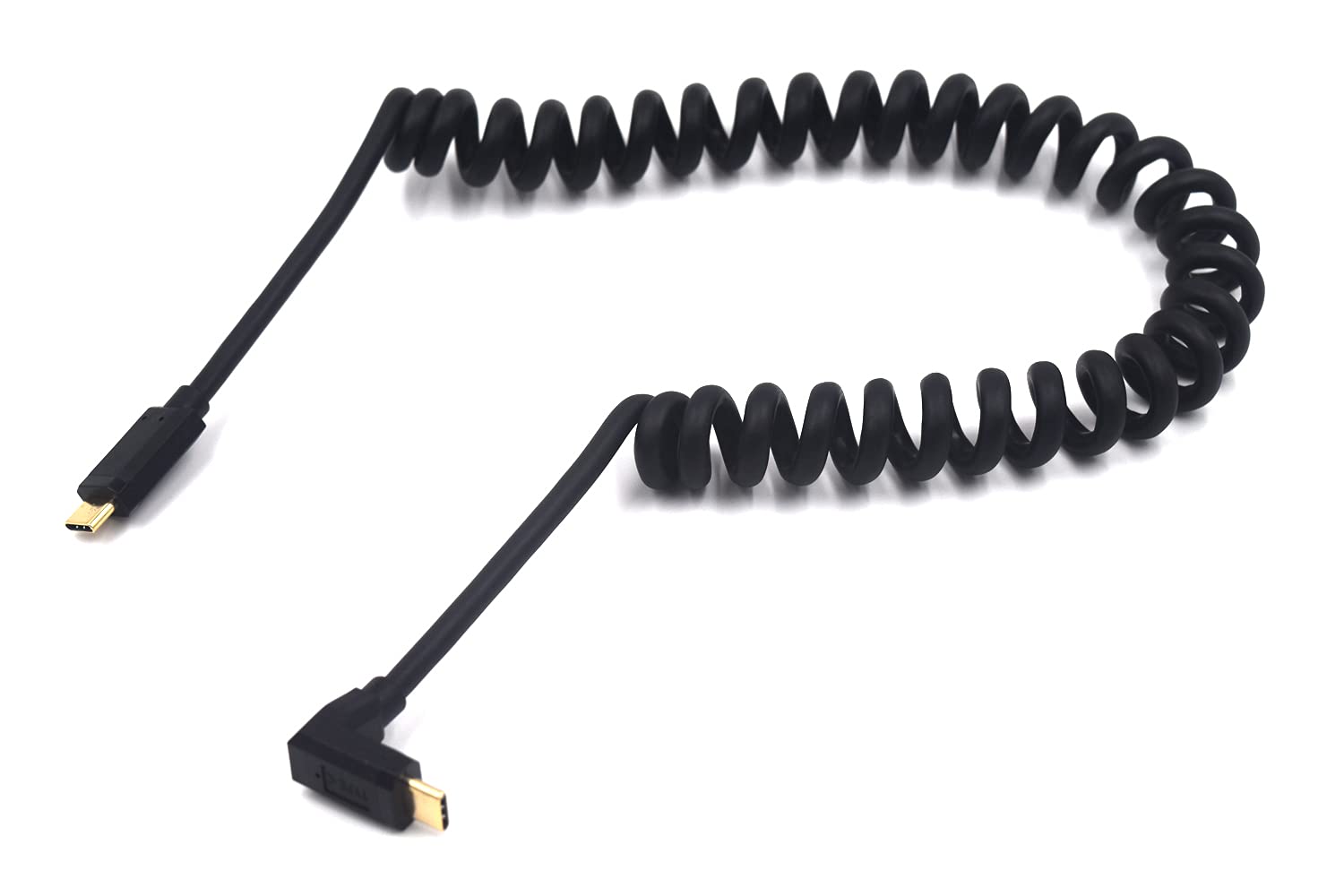 Kework Coiled Usb 3.1 Type C Cable, Usb C Male To 90 Degree Up & Down Angle Usb C Male Coiled Spring Spiral Cable, 3A & 10Gbps S