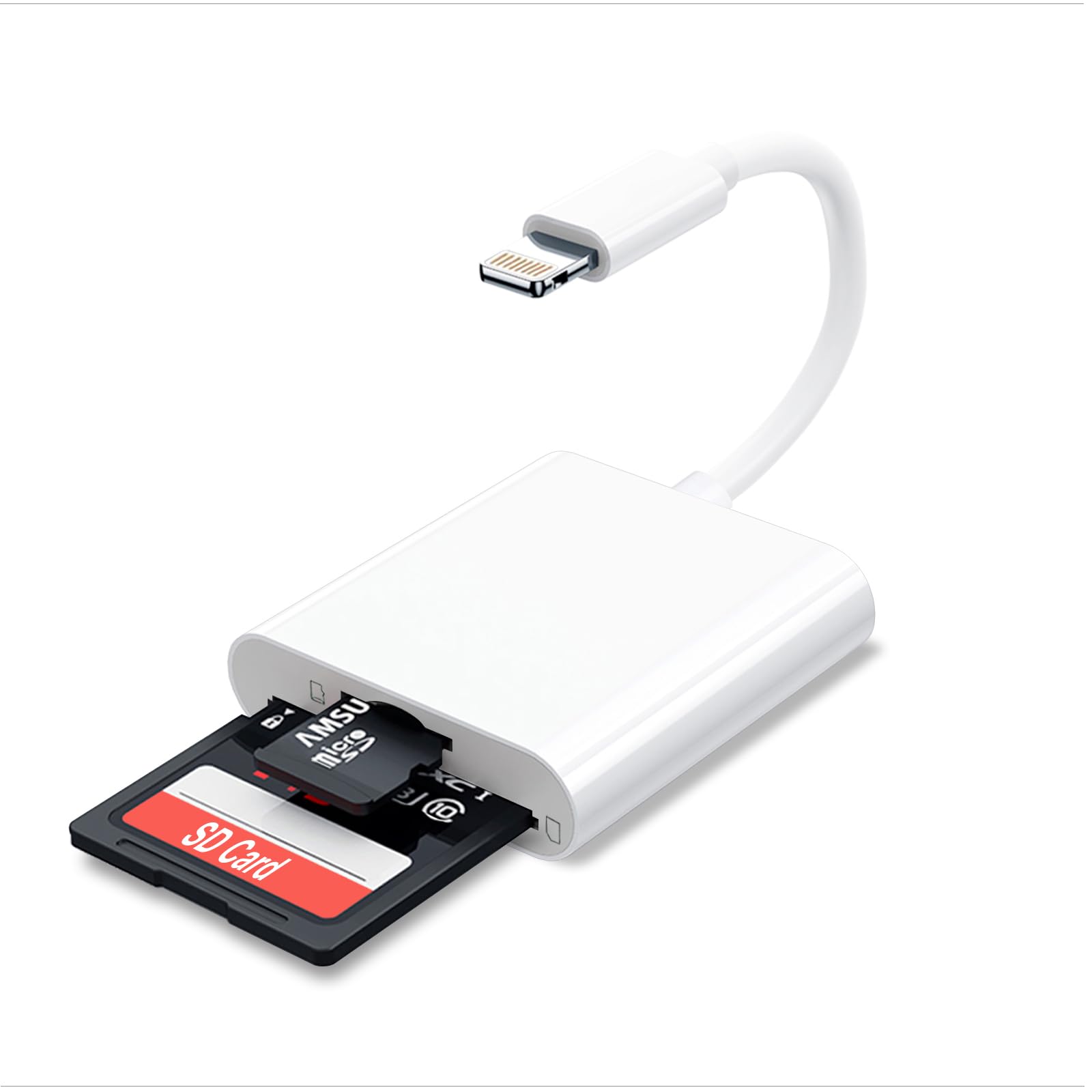 Sd Card Camera Reader For Iphone Ipad, Dual Card Slot Memory Card Reader Support Sd/Microsd Cards, High Speed Trail Camera Viewe