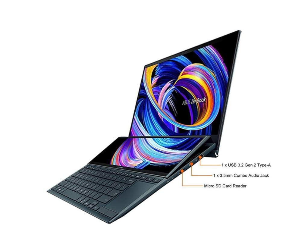 Asus Zenbook Duo 14 Ux482 14    Fhd Touch Display, Intel Evo Platform, Core I7-1195G7, 8Gb Ram, 512Gb Pcie Ssd, Screenpad Plus,
