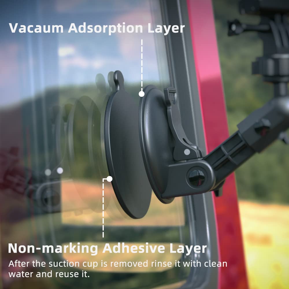 Surewo Suction Cup Camera Car Mount With Tripod Adaptor For Gopro Hero 12 11 10 9 8 7 6 5, Compatible With Smartphones