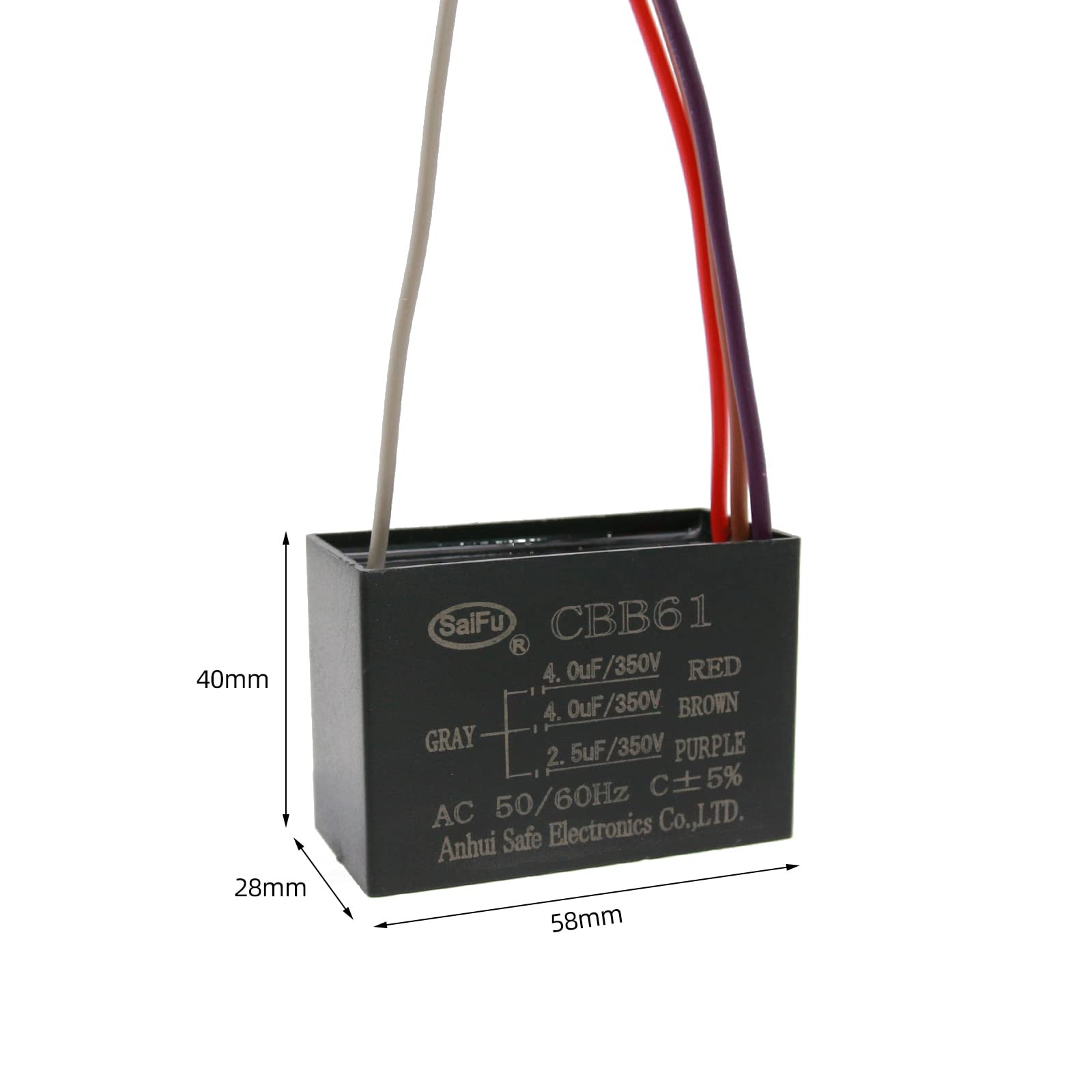Akzytue Cbb61 Capacitor 4Uf+4Uf+2.5Uf 350V Ac Ceiling Fan 4 Wire 50/60Hz For Starting Electric Fan Generator Pump Motor