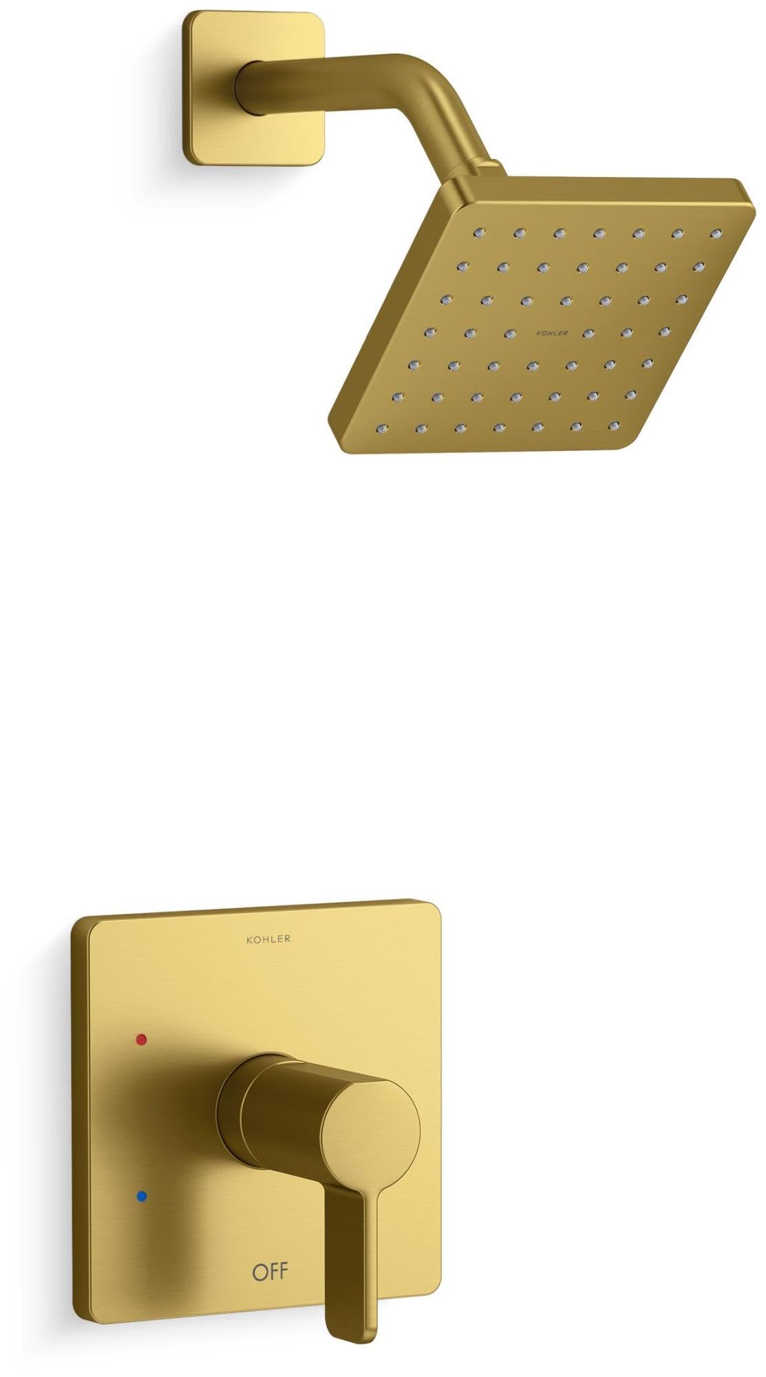 Kohler K-TS23503-4G-2MB Parallel Rite-Temp Shower Trim Kit with Lever Handle, 1.75 GPM, Vibrant Moderne Brushed Brass