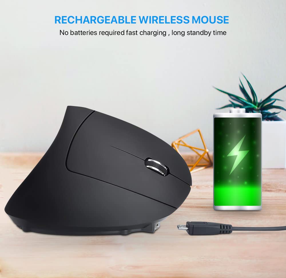 Letaclanic Ergonomic Wireless Mouse Unique Rechargeable Optical Vertical Mouse, 2.4G 5.0 Bluetooth Mouse Ergonomic With 6 Button