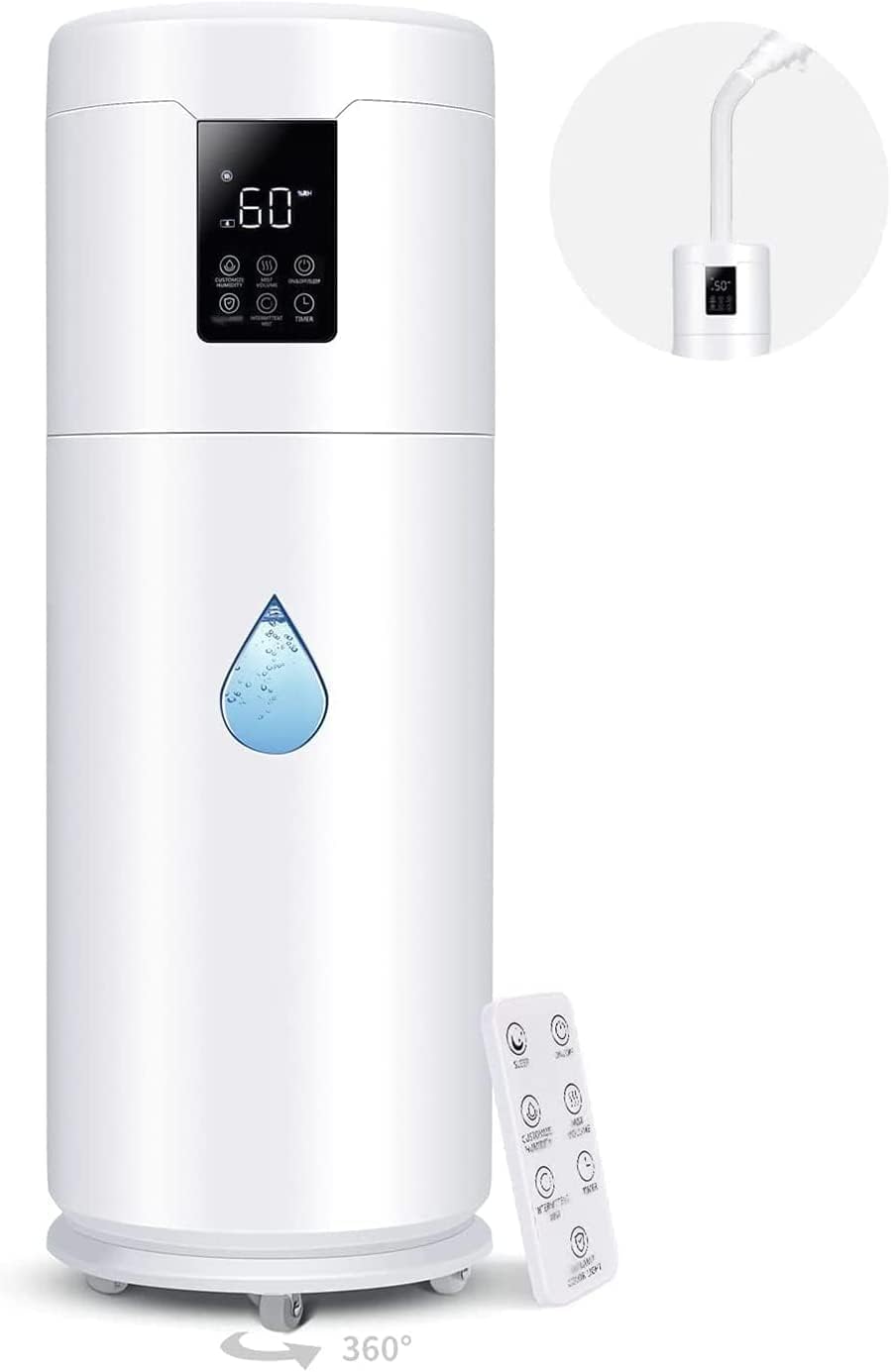Humidifiers For Large Room Home Bedroom 2000 Sq.Ft. 17L/4.5Gal Large Humidifier With Extension Tube & 4 Speed Mist,Top Fill Whol