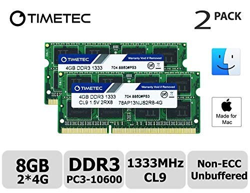 Timetec 8Gb Kit(2X4Gb) Compatible For Apple Ddr3 1333Mhz Pc3 10600 Cl9 For Mac Book Pro (Early/Late 2011 13/15/17 Inch), Imac (M