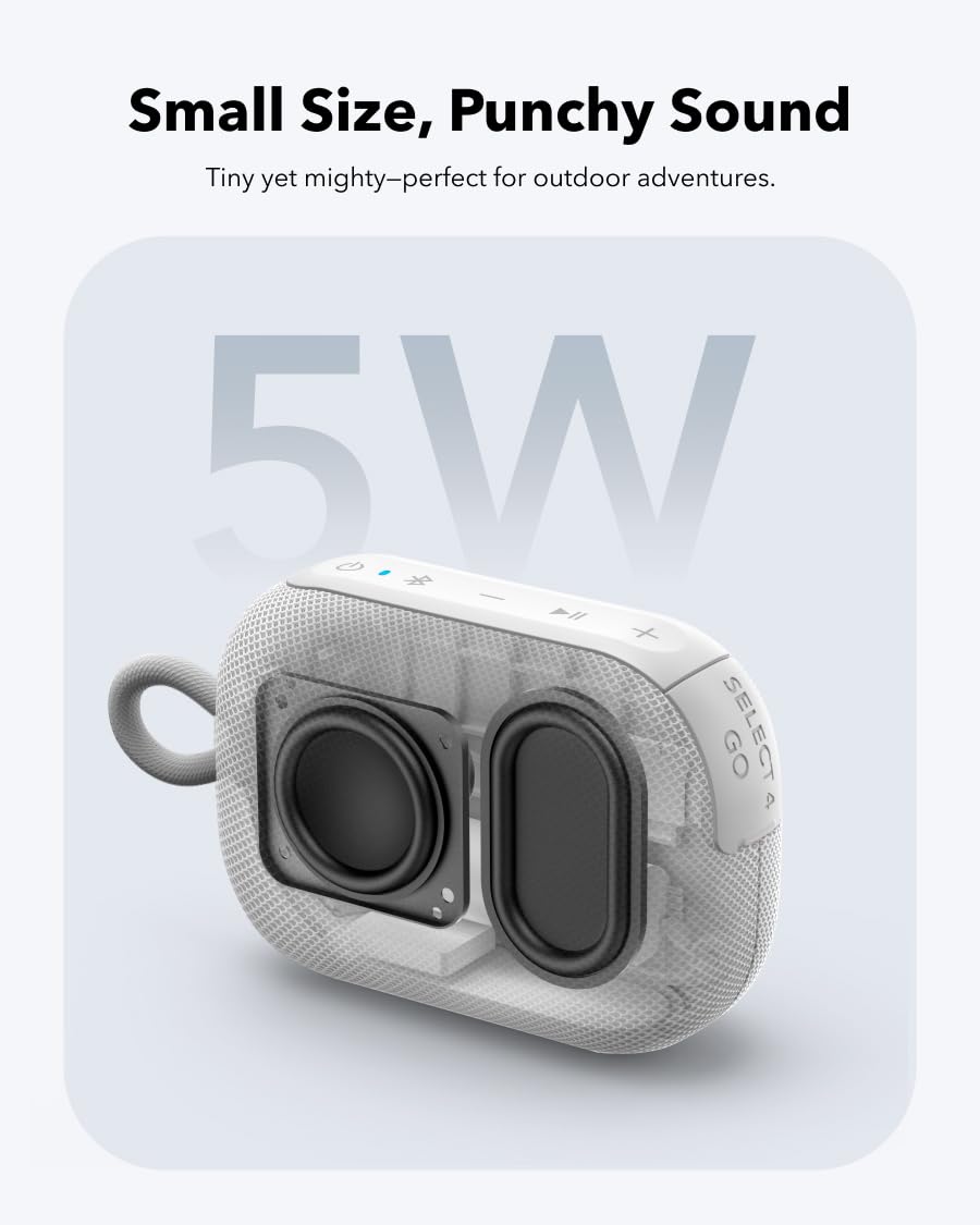 Soundcore Select 4 Go Bluetooth Shower Speaker By Anker, Ip67 Waterproof/Dustproof, Portable, Wireless, 20H Playtime, Floatable,