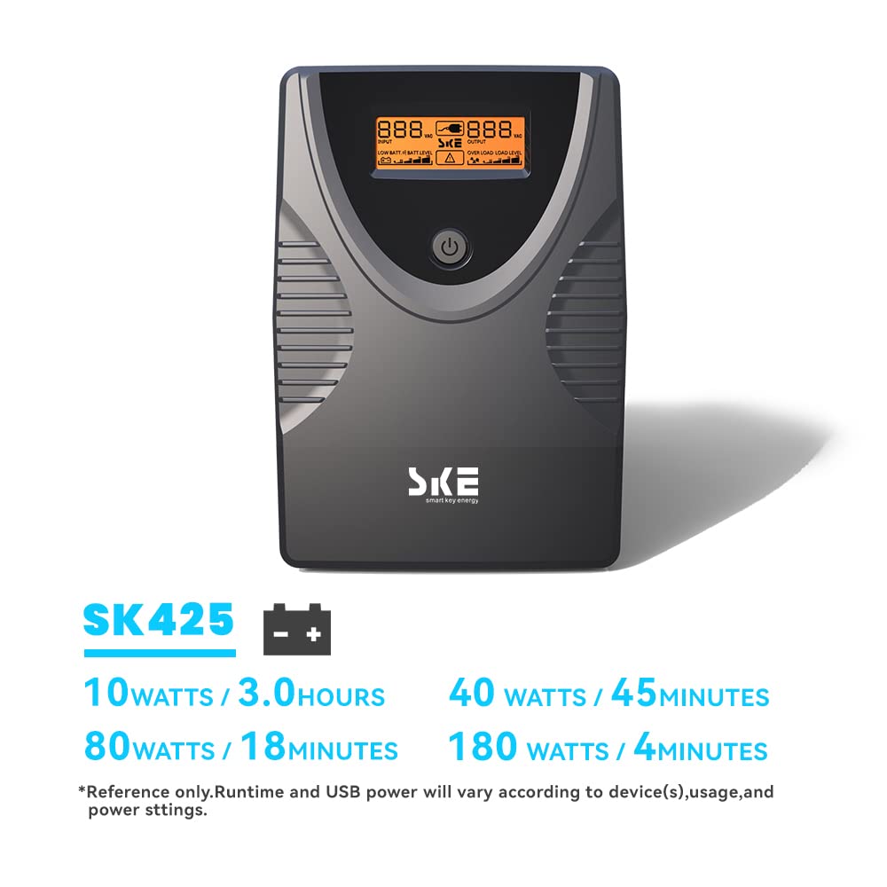 Ups Battery Backup And Surge Protector 425Va/240W,Computer Uninterruptible Power Supply Units,Battery Backup Intelligent Lcd,Ske