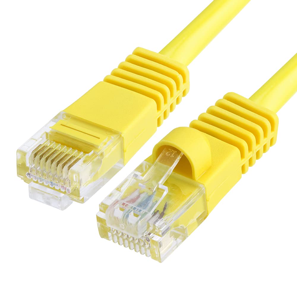 Cmple Cat5E Network Ethernet Cable   Computer Lan Cable 1Gbps   350 Mhz, Gold Plated Rj45 Connectors   10 Feet Yellow