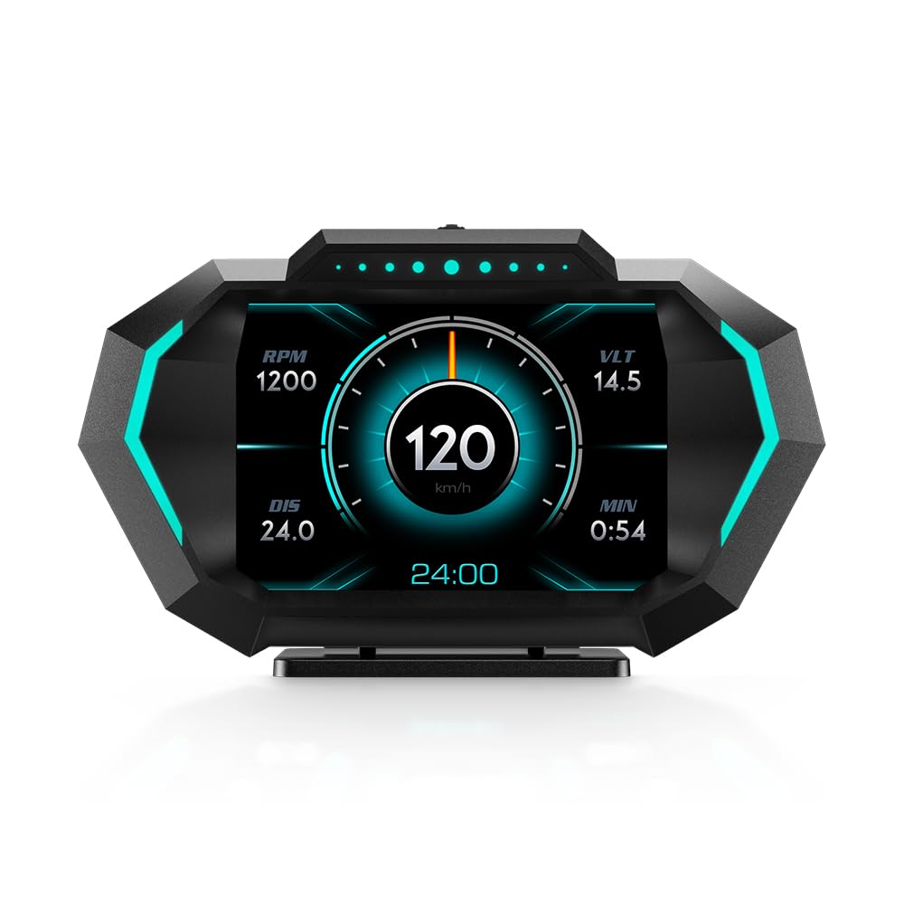 Wiiyii Obd2 Gauge Display, Head Up Display For Car, Digital Speedometer, Tachometer, Water Temperature Gauge, Multi Data Smart G