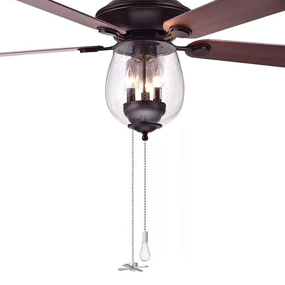 Ze 268S6  Ceiling Fan Pull Chain, 2Pcs 3Mm Diameter Beaded Ball, 13.6 Inches Fan Pulls Set With Connector, White, For Ceiling Fa