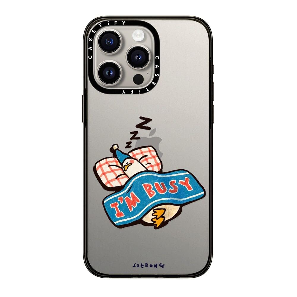 Casetify Compact Case For Iphone 15 Pro Max [2X Military Grade Drop Tested / 4Ft Drop Protection]   I'M So Busy   Clear Black