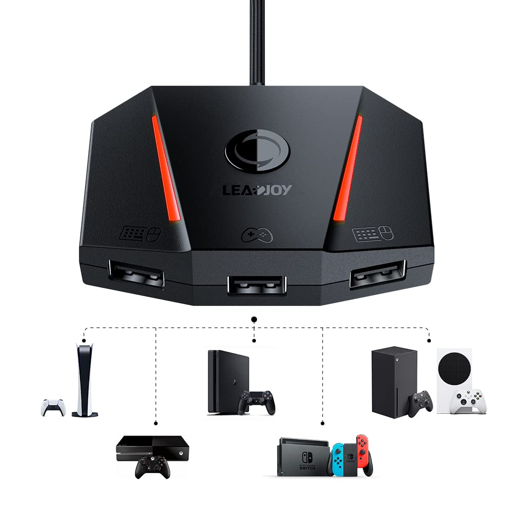 Leadjoy Vx2 Aimbox Keyboard Mouse Adapter For Ps4, Xbox One, Xbox Series X/S, Nintendo Switch, Mnk Converter For Playing Fps, Rt