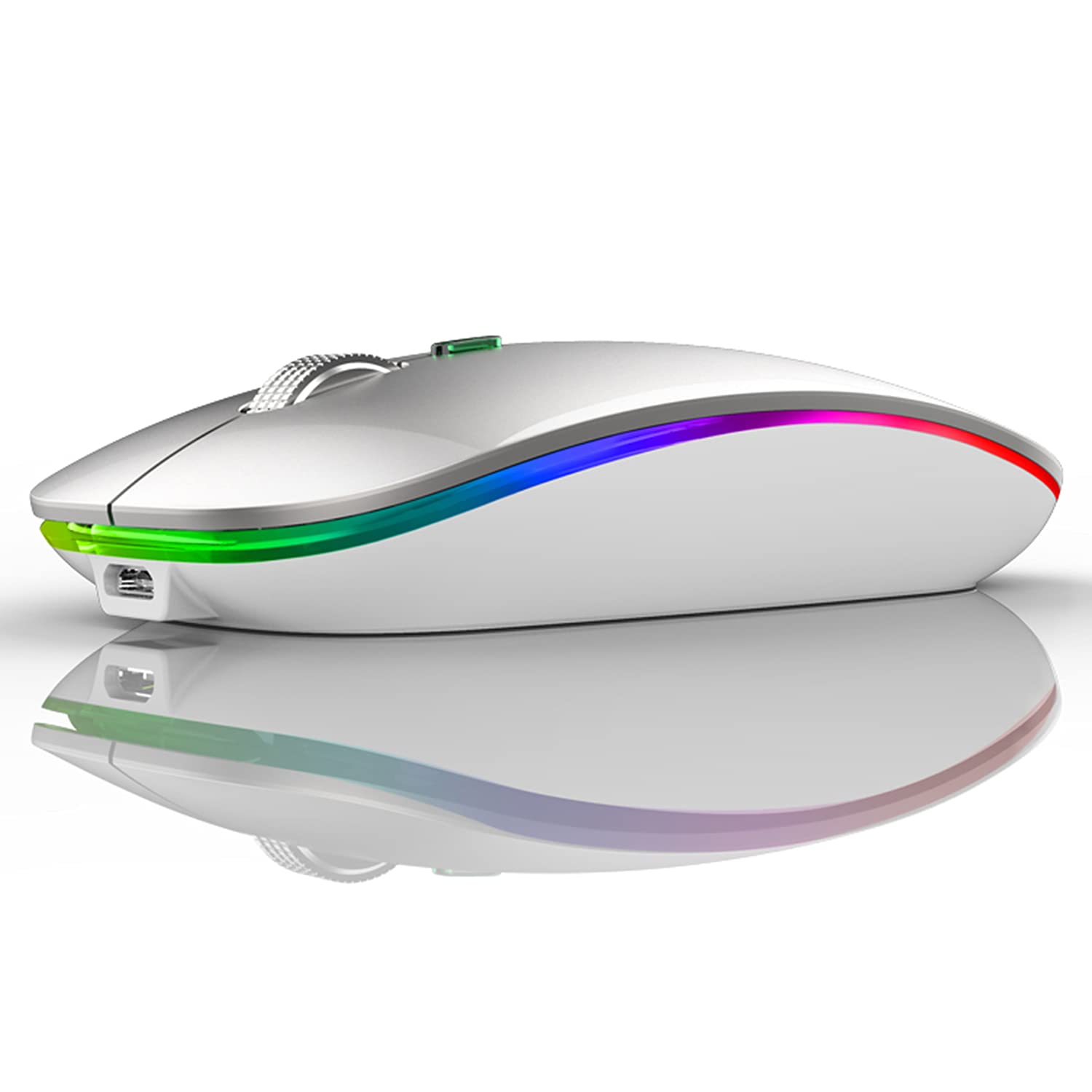 Uiosmuph Led Wireless Mouse, G12 Slim Rechargeable Silent Mouse, 2.4G Portable Optical Computer Mice With Usb Receiver And Type 