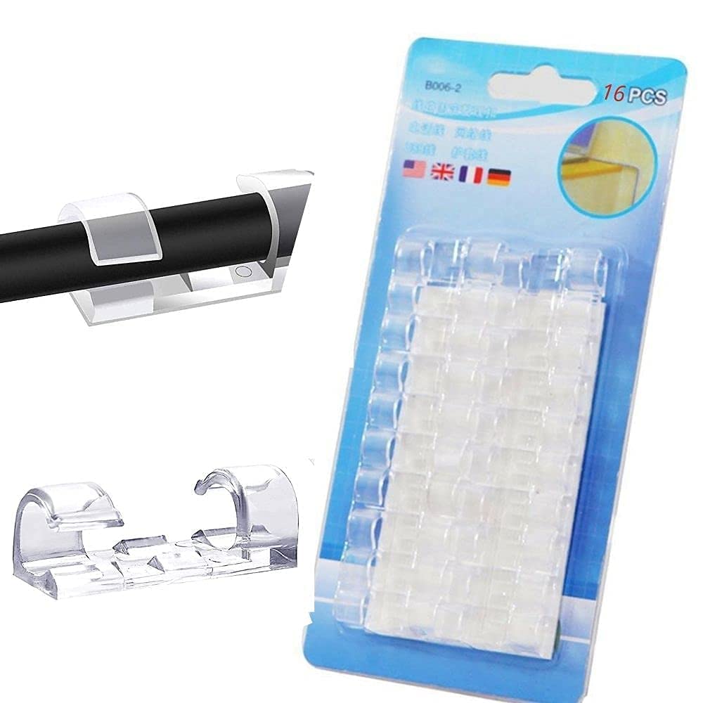 Skymall 16 Pcs Desktop Cable With Improved Stronger Adhesive Tape | Cable Manager, Wire Manager, Wire Clamp | Wire Clips For Cab
