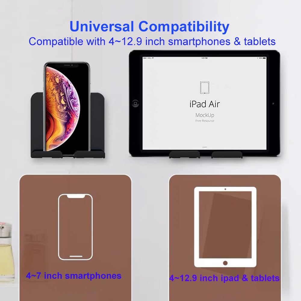 Oolycio Upgraded Shower Phone Holder Tablet Wall Mount Phone Holder Removable,Self-Adhesive Cell Phone Holder For Bed Bathroom K