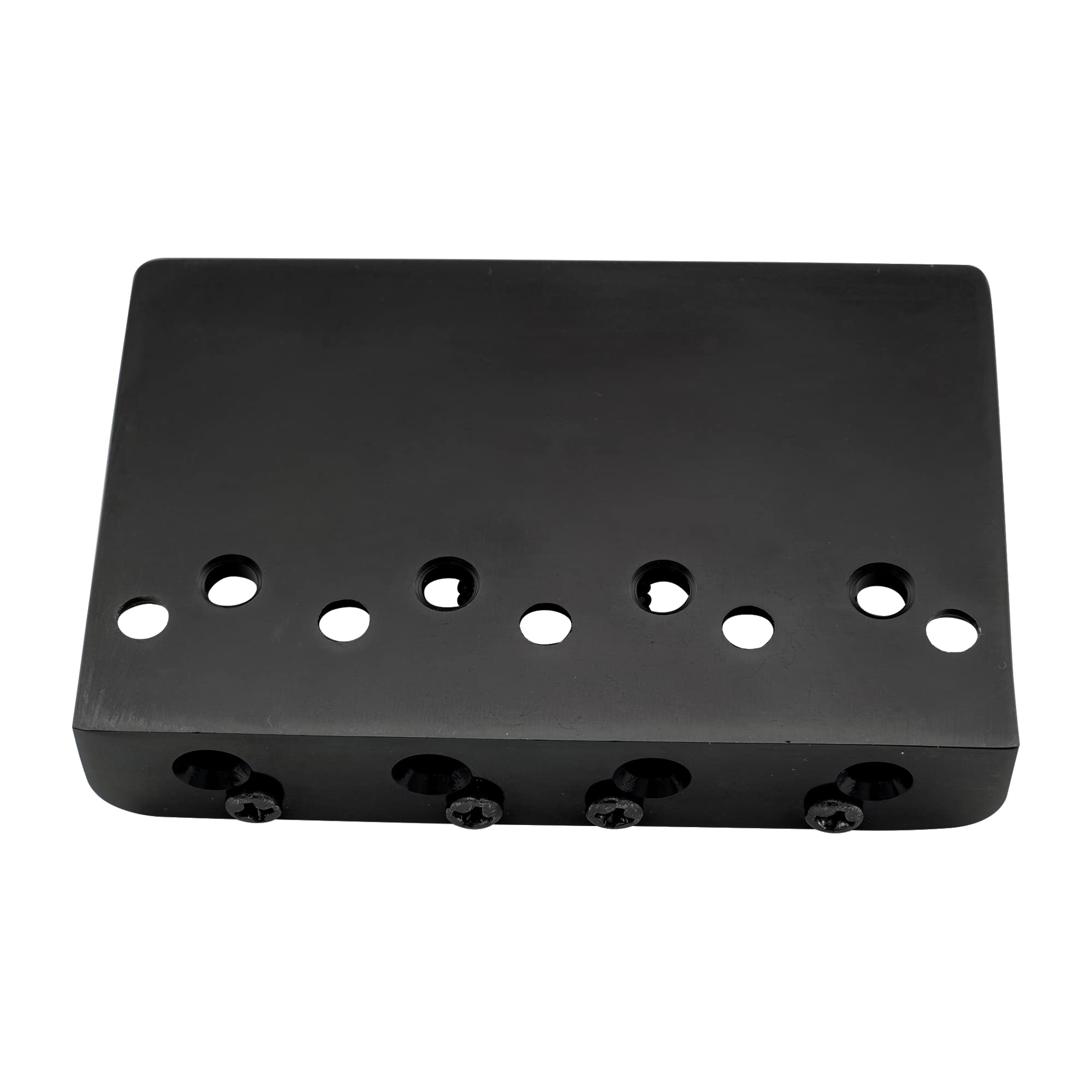 Musiclily Pro 19Mm 4 String Bass Hardtail Bridge With Brass Saddles And Steel Plate, Black