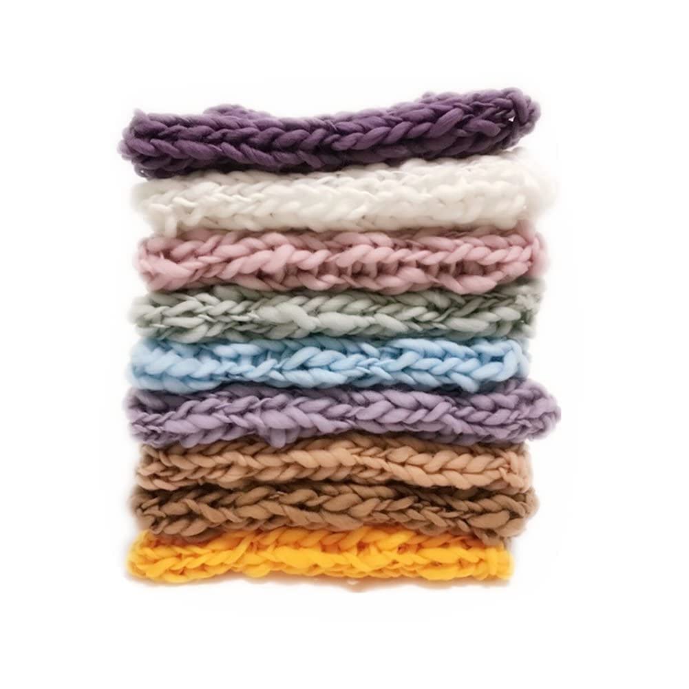 Coberllus Newborn Photo Props Handmade Knitted Twist Wrap Wool Posing Aid Blanket Camel Color