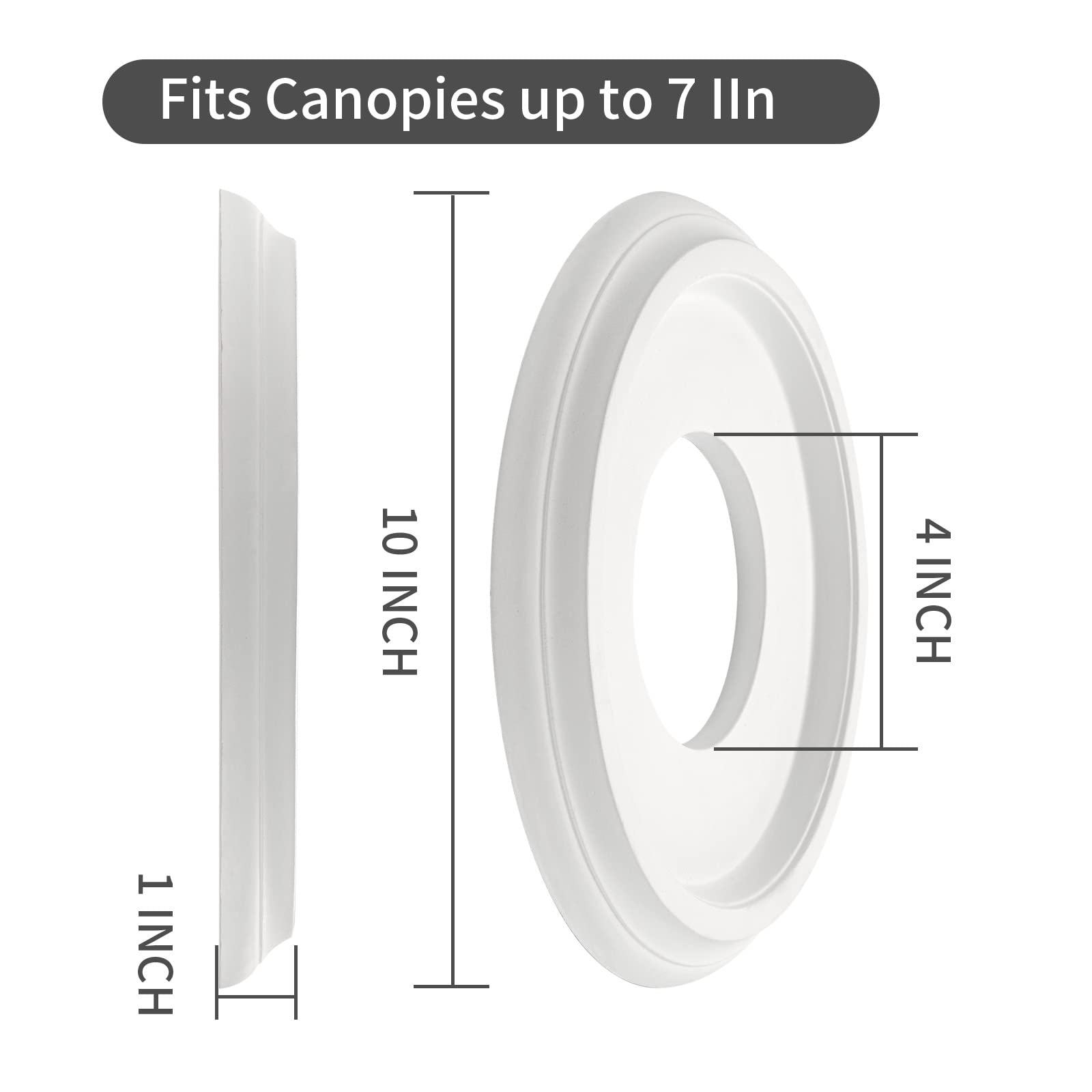 Eifhyt 2 Pack Molded Pu Ceiling Medallion For Light Fixtures And Ceiling Fans, 10'' Od X 4'' Id (White)