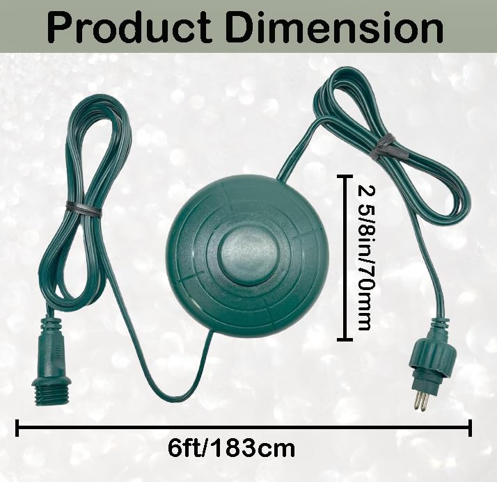 8 Lights Mode Power Cord Foot Switch 1/2Inch Plug Raintight For Christmas Tree Lights Compatible Replacement For Ts 8W29V, Ts 13