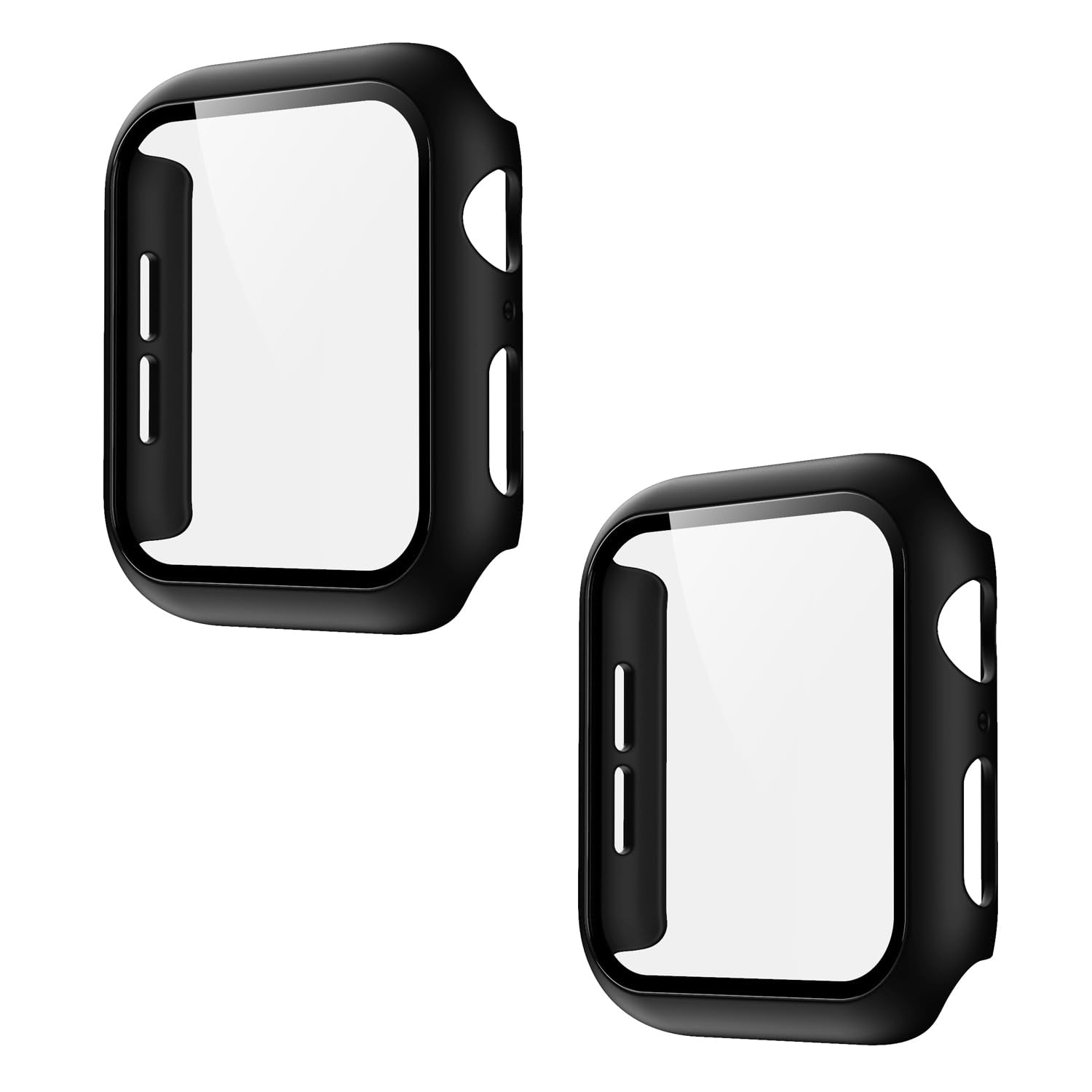 Pokanic [2 Pack Compatible with Apple Watch 9 8 7 6 5 4 3 2 1 SE Series iWatch 9H Tempered Glass Case Full Screen Protector Cove