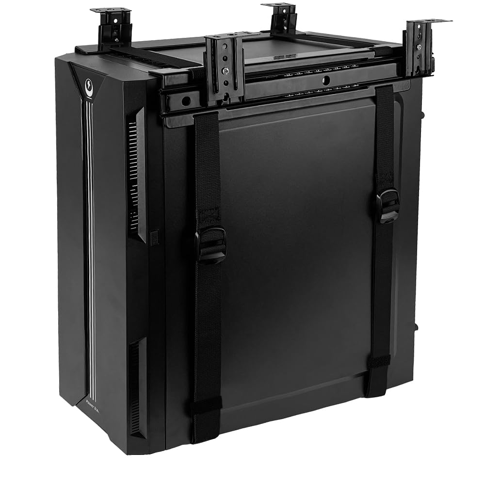 Feyrun Under Desk Slide Out Pc Mount With Anti Scratch Sponge, Adjustable Cpu Holder Bracket For Computer Tower (Black (Slide Ac