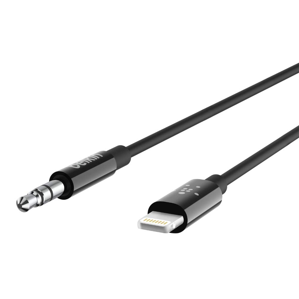 Belkin AV10172bt03 BLK 3.5mm Audio Cable With Lightning Connector, Black, Smartphone