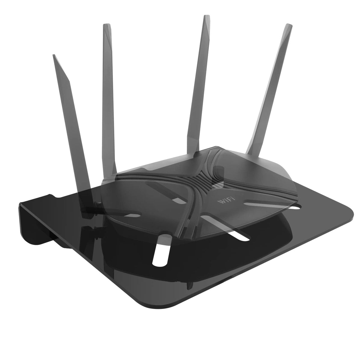 Wifi Router Wall Mount Shelf, Caszlution Acrylic Floating Wall Shelf Holder, Universal Storage Shelf Stand For Router, Modem, Mi