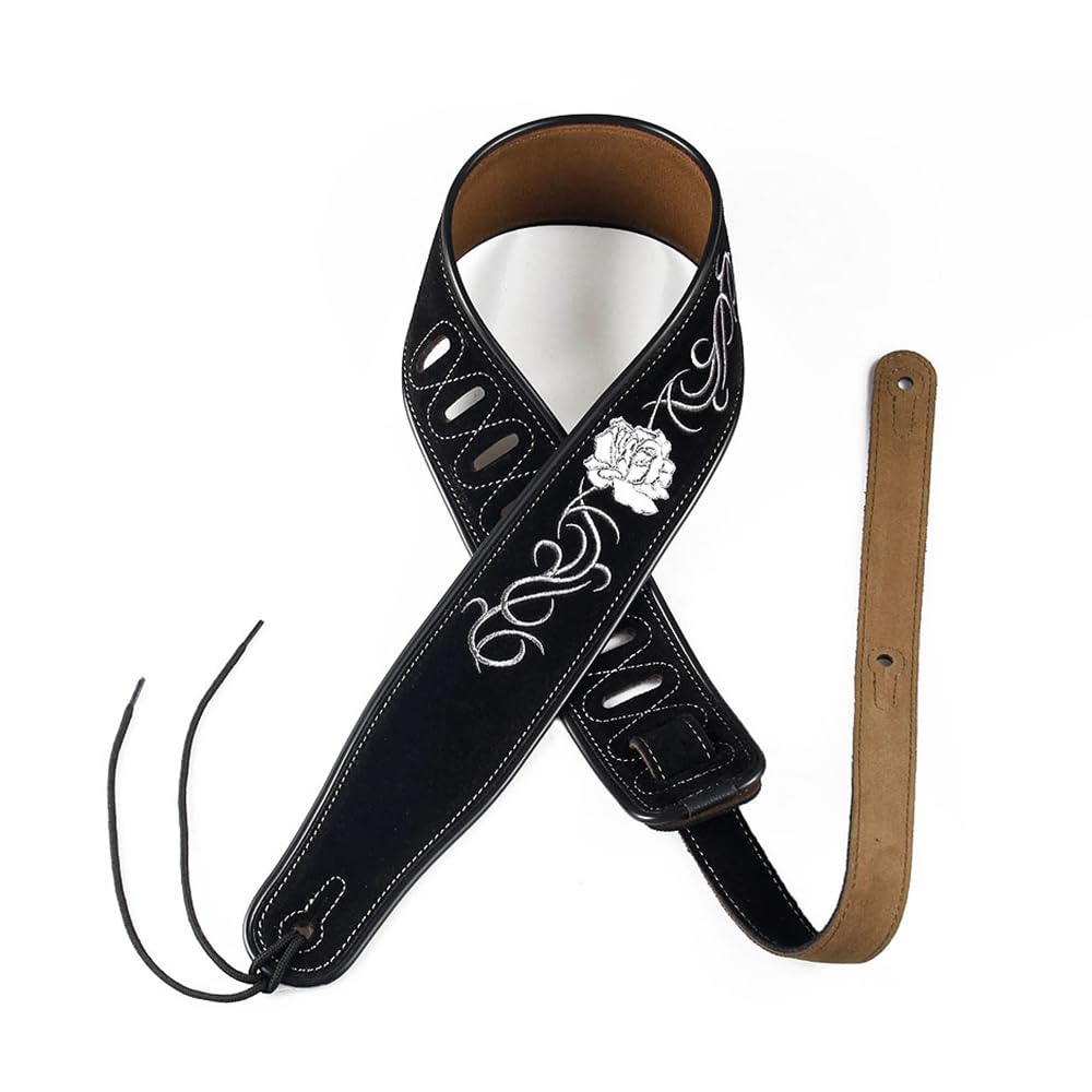 Yueko Cowhide Guitar Strap Soft Comfable Durable Electric Guitar Strap Bass Strap Adjustable Acoustic Guitar Belt Width 7Cm (Y22