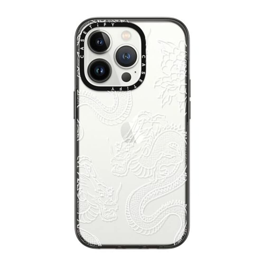 Casetify Compact Iphone 14 Pro Case [2X Military Grade Drop Tested / 4Ft Drop Protection]   Dragons   Clear Black