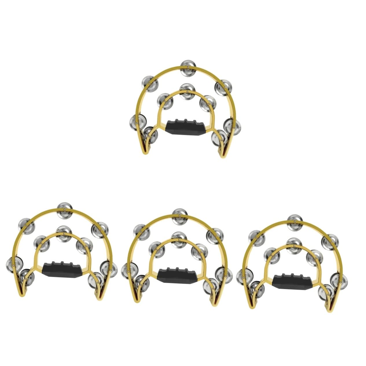 EXCLUZO 4pcs Double Row Rattle Tambourine Dedicated Child Metal Golden