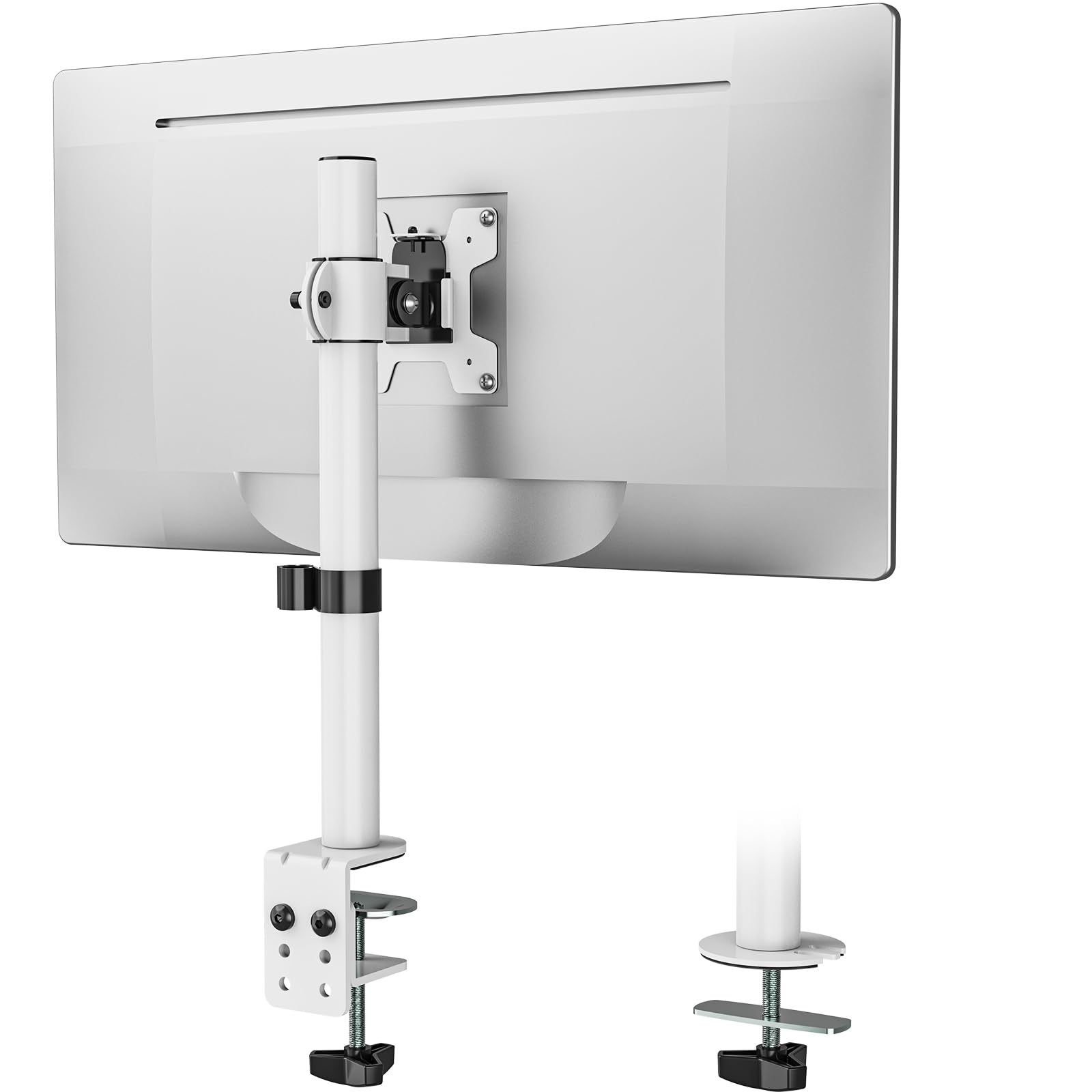 WALI Single Monitor Mount for 1 Computer Screen up to 32 inch, Fully Adjustable Monitor Arm Holds up to 22 lbs (M001S W), White