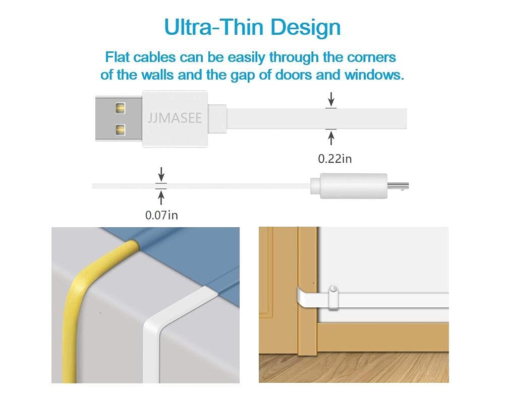 Jjmasee 2Pack 10Ft Power Extension Cable For Wyze Cam V3/V4/Og/V3 Pro, Blink Mini/Mini Pan,Kasa,Arlo Essential,Eufy,Simplisafe (