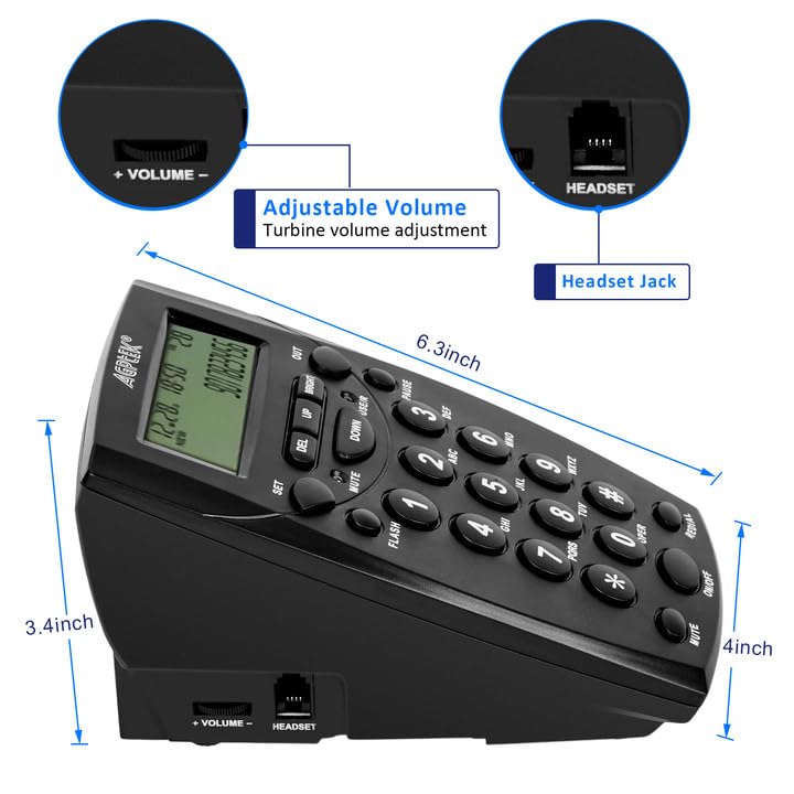 Agptek Call Center Dialpad Headset Telephone With Tone Dial Key Pad & Redial