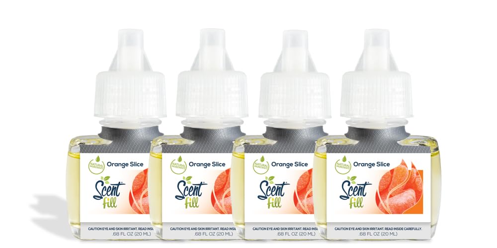 Scent Fill Orange Slice Plug In Air Freshener, 4 Scented Oil Refills