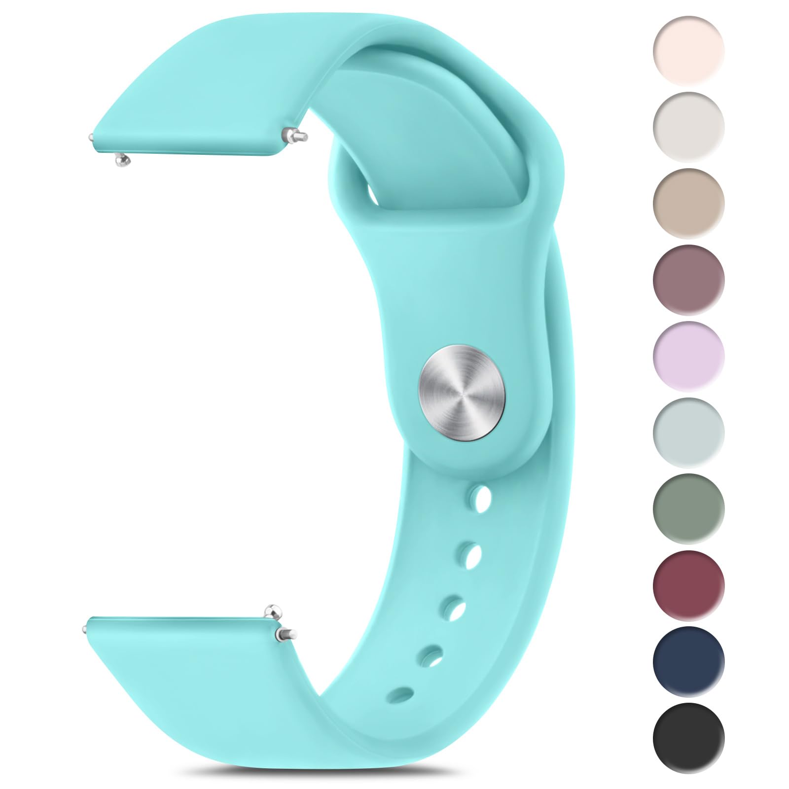 Meliya 22mm Watch Bands Quick Release Replacement Wristband, Soft Silicone Sport Replacement Straps for Men Women (Light Blue)